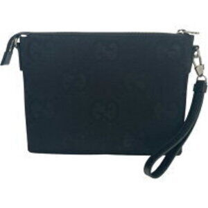 Gucci Jumbo GG Clutch Bag Black Canvas